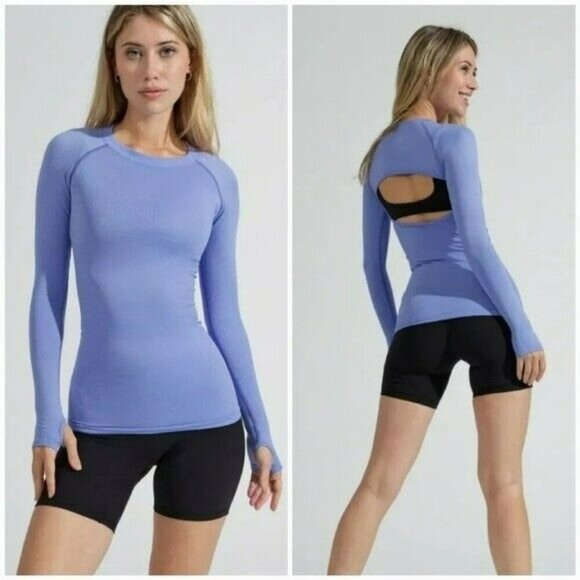 BuffBunny, Synergy Seamless Long Sleeve Periwinkle Blue Active Top Size Small - Picture 1 of 15